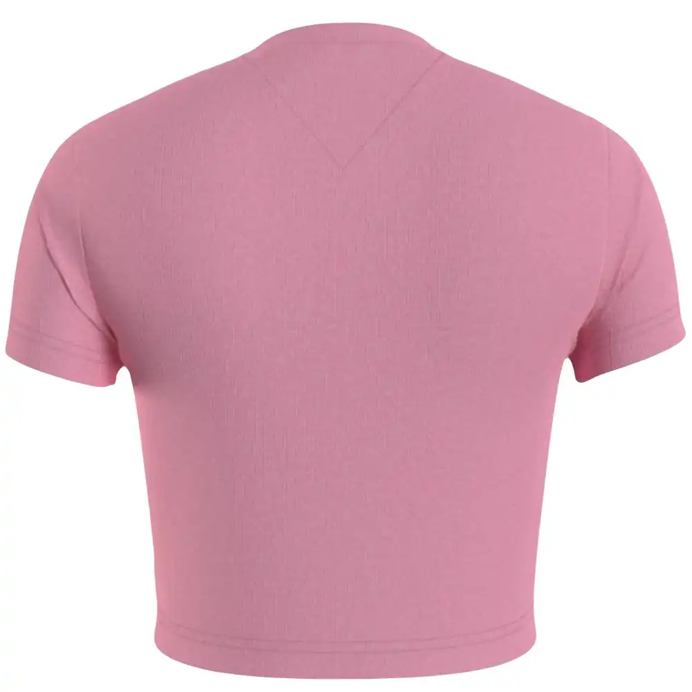 Tee shirt manche courte femme Tommy Jeans Baby Crop Tiny Linear Ss Rose - ZES...