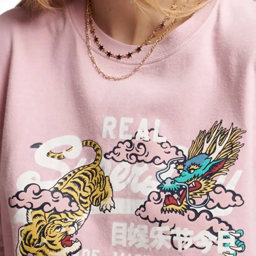 Tee shirt manche courte femme Superdry Ovin vintage Rose - ZESHOES Tee shirt manche courte femme Superdry Ovin vintage Rose - ZESHOES