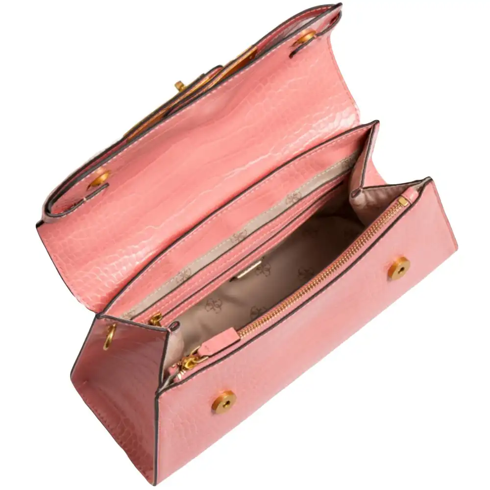 Sac a main femme Guess Enisa croc print Rose - ZESHOES