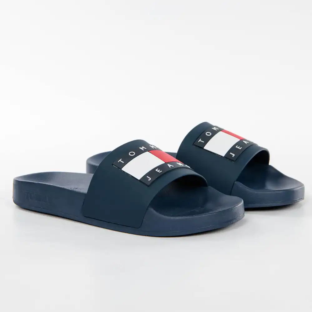 Claquette femme Tommy Jeans Flagpool slide Bleu - ZESHOES