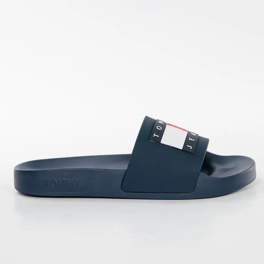 Claquette femme Tommy Jeans Flagpool slide Bleu - ZESHOES