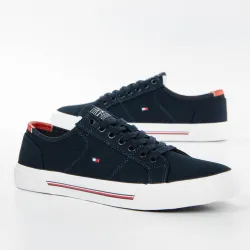 Basket de ville basse homme Tommy Jeans Corporate canvas vulc Bleu - ZESHOES Basket de ville basse homme Tommy Jeans Corporate canvas vulc Bleu - ZESHOES