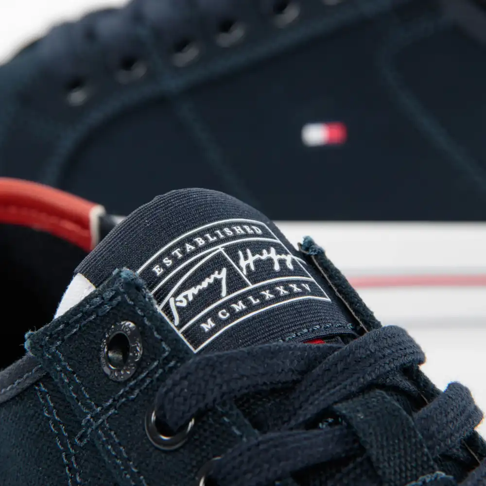 Basket de ville basse homme Tommy Jeans Corporate canvas vulc Bleu - ZESHOES Basket de ville basse homme Tommy Jeans Corporate canvas vulc Bleu - ZESHOES