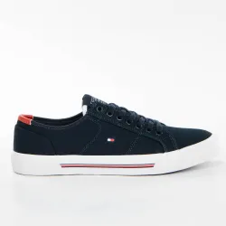 Basket de ville basse homme Tommy Jeans Corporate canvas vulc Bleu - ZESHOES Basket de ville basse homme Tommy Jeans Corporate canvas vulc Bleu - ZESHOES