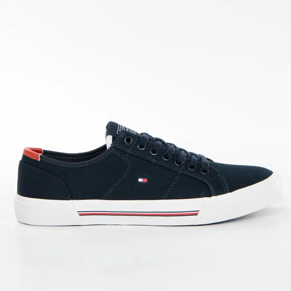 Basket de ville basse homme Tommy Jeans Corporate canvas vulc Bleu - ZESHOES Basket de ville basse homme Tommy Jeans Corporate canvas vulc Bleu - ZESHOES