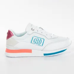 Basket basse femme Tommy Jeans Card logo Blanc - ZESHOES