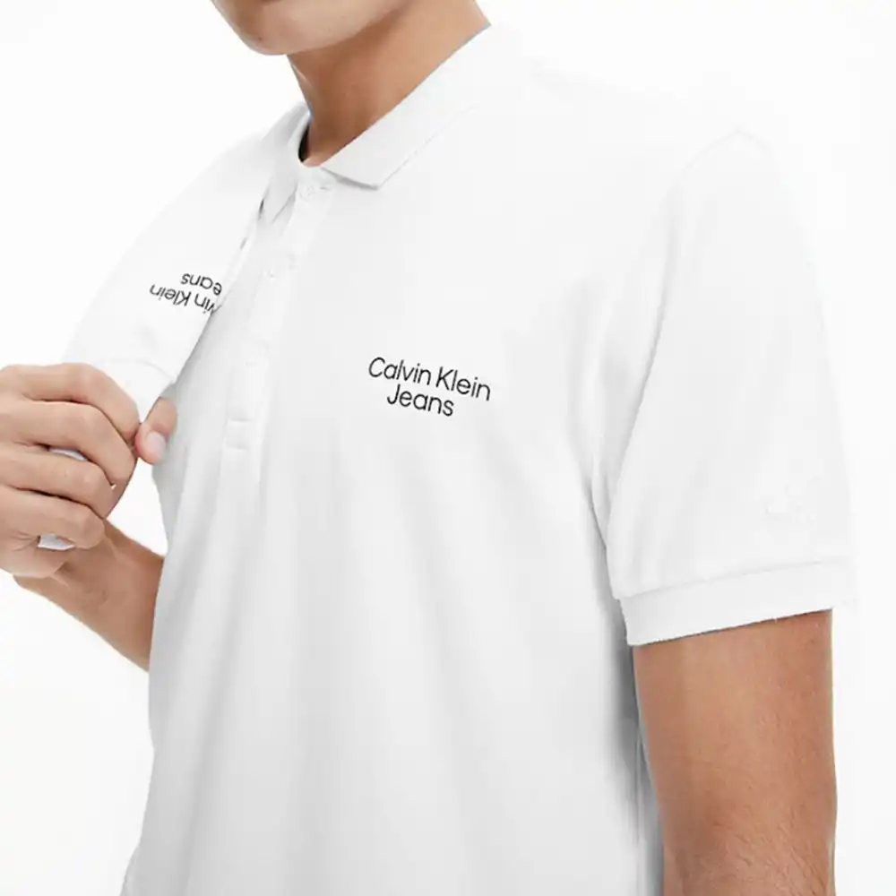Polo manche courte Calvin Klein Classic logo Blanc - ZESHOES