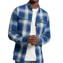Chemise manches longues homme Superdry Logo vintage & original Bleu - ZESHOES