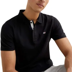 Polo manche courte Tommy Jeans Classic little flag logo Noir - ZESHOES Polo manche courte Tommy Jeans Classic little flag logo Noir - ZESHOES