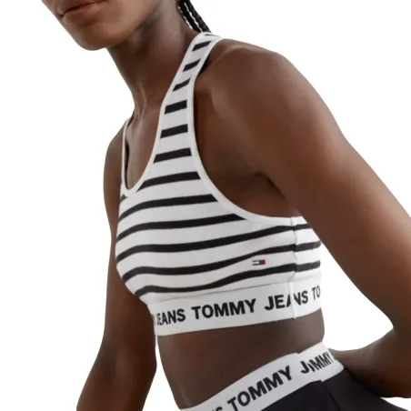Produits victimes de leur succès Tommy Jeans Blanc Logo wb crop strip top