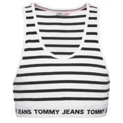 Debardeur femme Tommy Jeans Logo wb crop strip top Blanc - ZESHOES