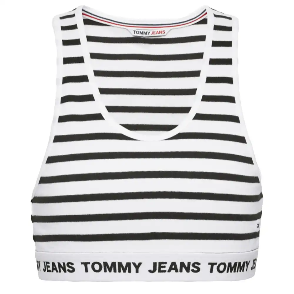 Debardeur femme Tommy Jeans Logo wb crop strip top Blanc - ZESHOES