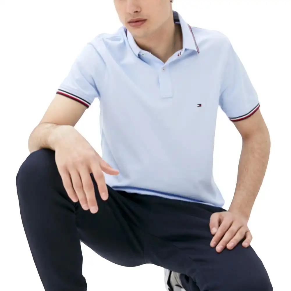 Polo manche courte Tommy Jeans azur blue Bleu - ZESHOES
