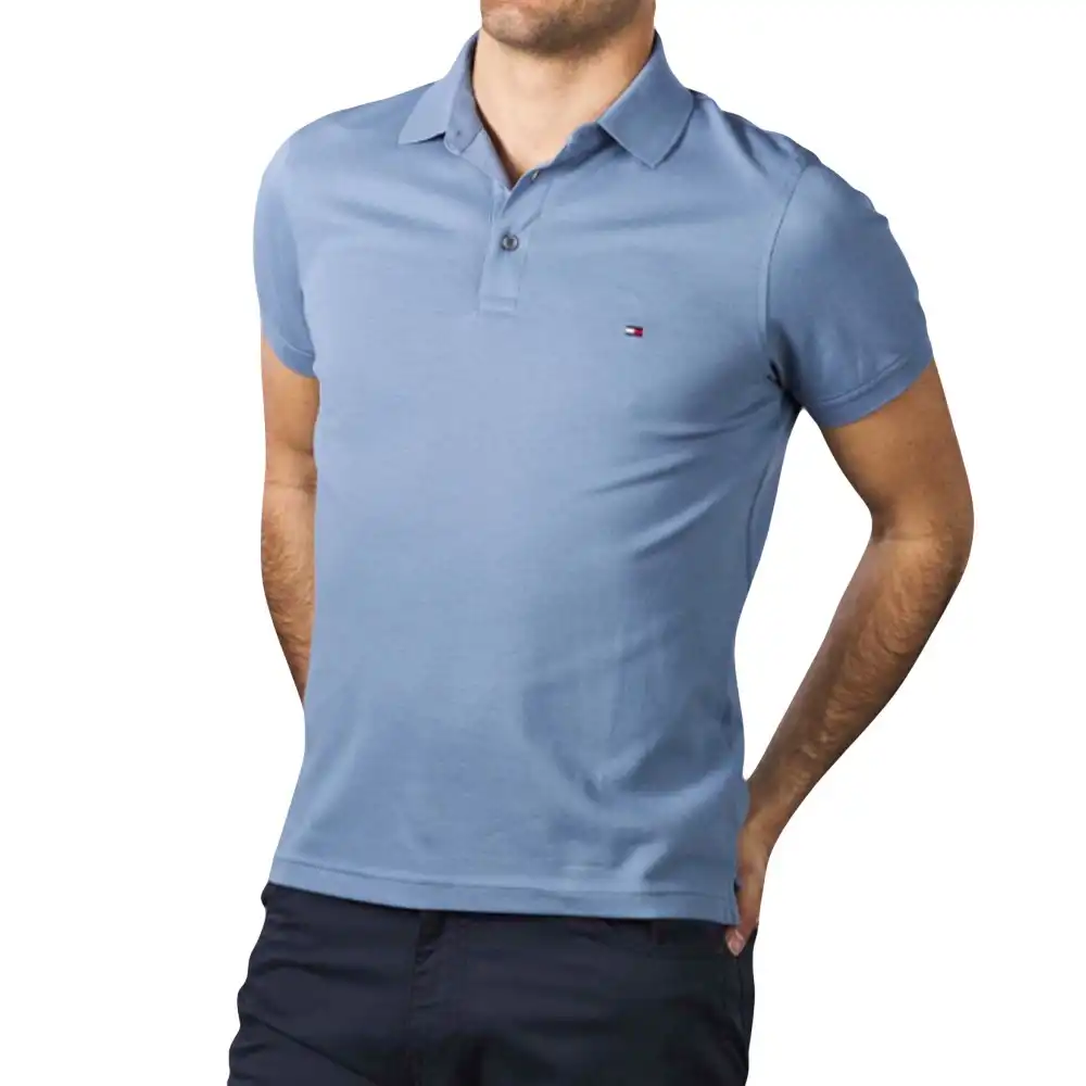 Polo manche courte Tommy Jeans little logo Bleu - ZESHOES