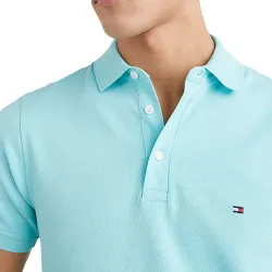 Polo manche courte Tommy Jeans Classic logo flag Vert - ZESHOES Polo manche courte Tommy Jeans Classic logo flag Vert - ZESHOES