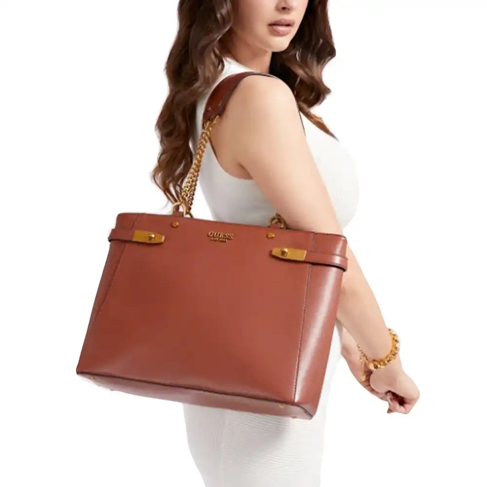 Sac a main femme Guess Cabas Zadie Marron - ZESHOES Sac a main femme Guess Cabas Zadie Marron - ZESHOES