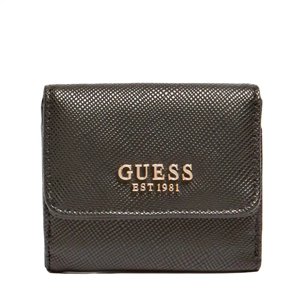 Portefeuille femme Guess Laurel saffiano Noir - ZESHOES