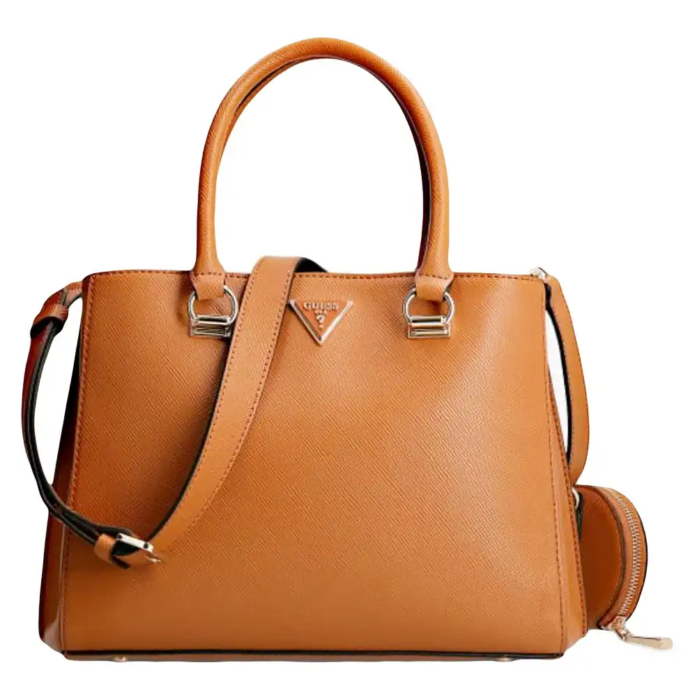 Sac a main femme Guess alexie Saffiano Cognac - ZESHOES