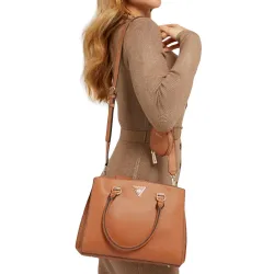 Sac a main femme Guess alexie Saffiano Cognac - ZESHOES