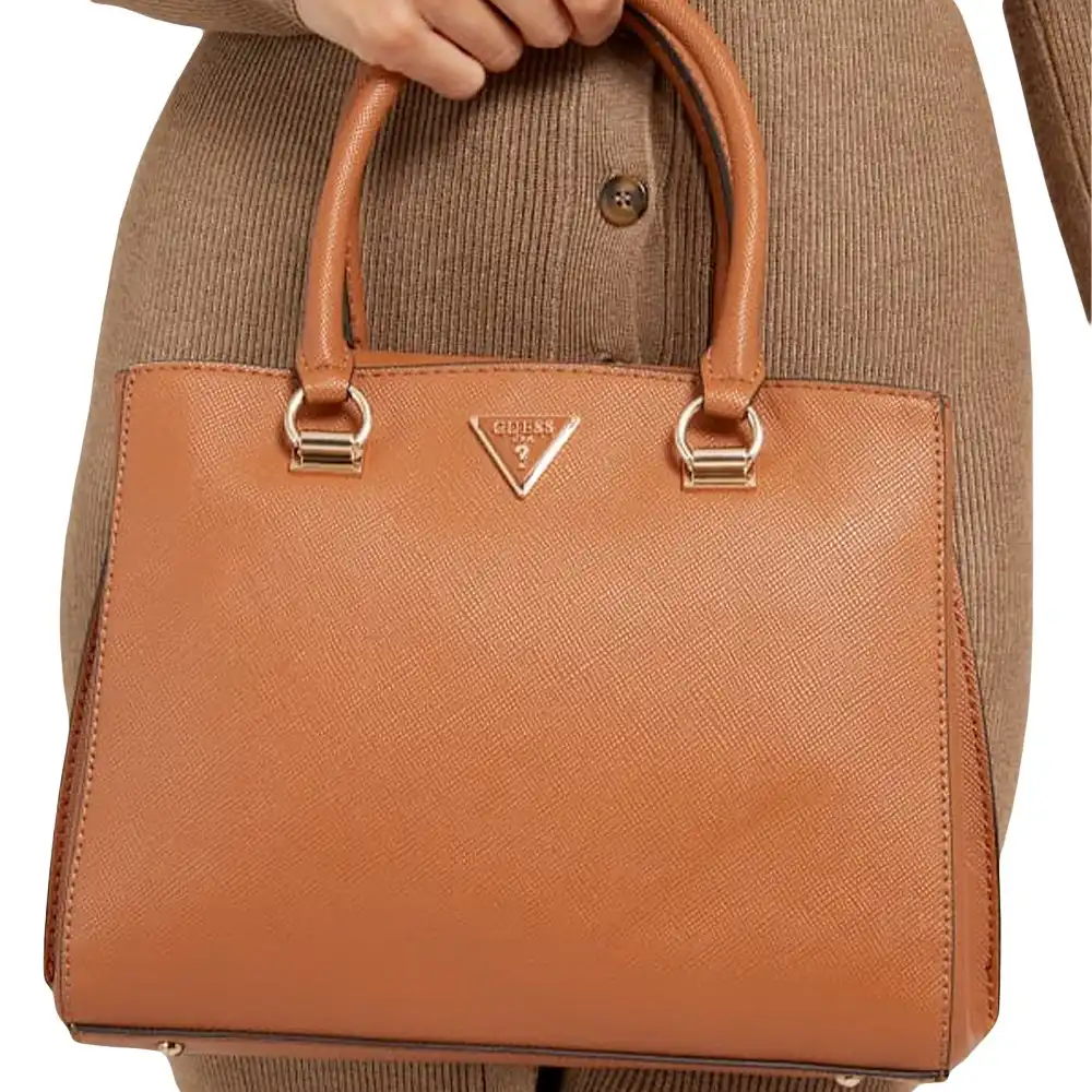 Sac a main femme Guess alexie Saffiano Cognac - ZESHOES