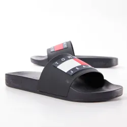 Claquette homme Tommy Jeans Flag pool slide Noir - ZESHOES