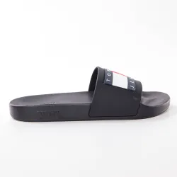 Claquette homme Tommy Jeans Flag pool slide Noir - ZESHOES