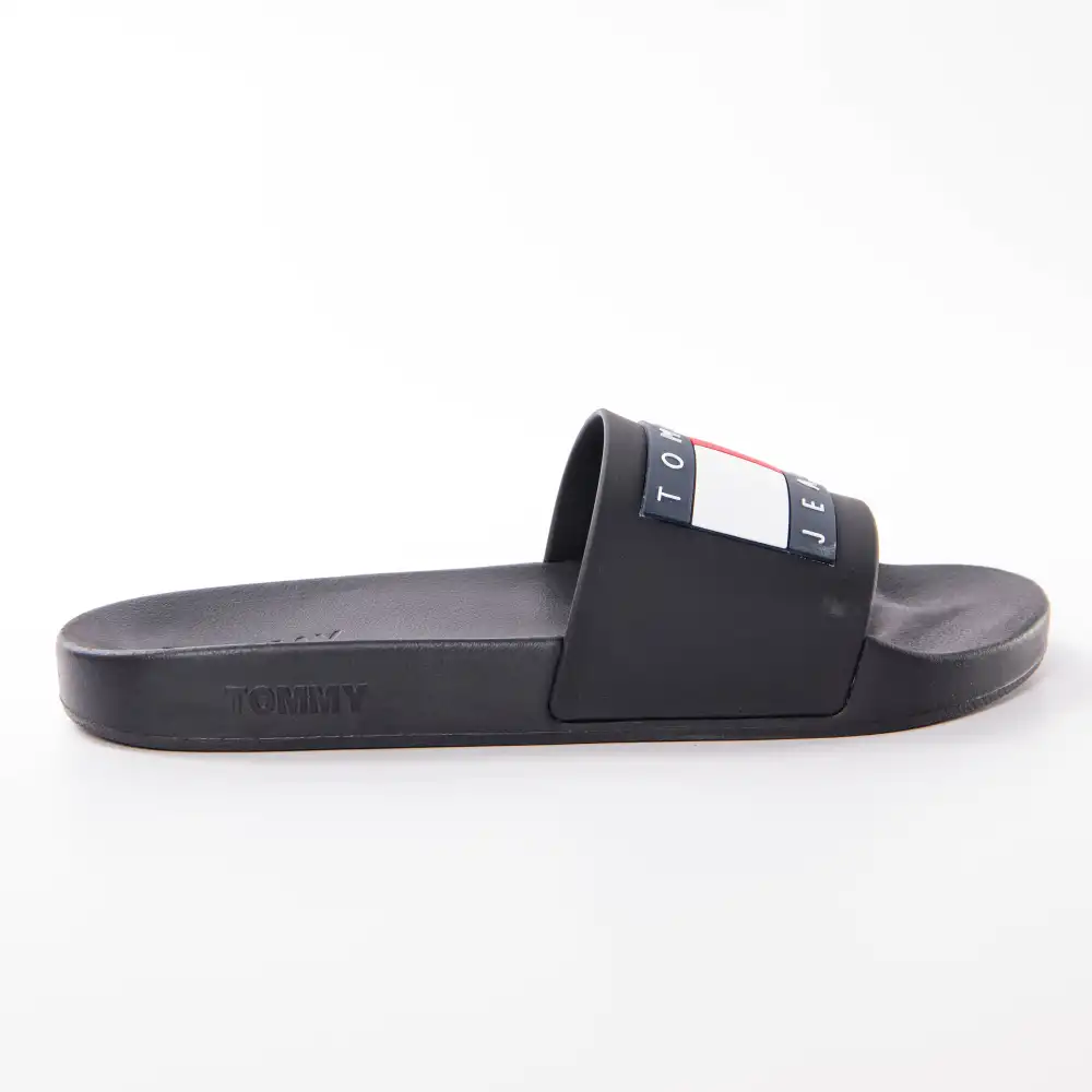 Claquette homme Tommy Jeans Flag pool slide Noir - ZESHOES