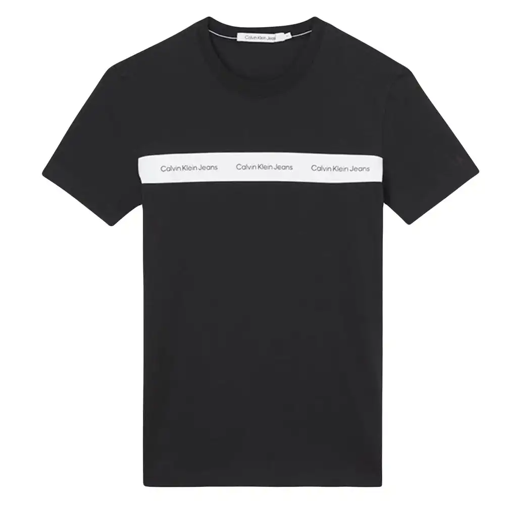 T shirt manche courte homme Calvin Klein Line white logo Noir - ZESHOES