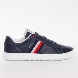 Basket de ville basse homme Tommy Jeans Essential leather cupsole Bleu - ZESHOES Basket de ville basse homme Tommy Jeans Essential leather cupsole Bleu - ZESHOES