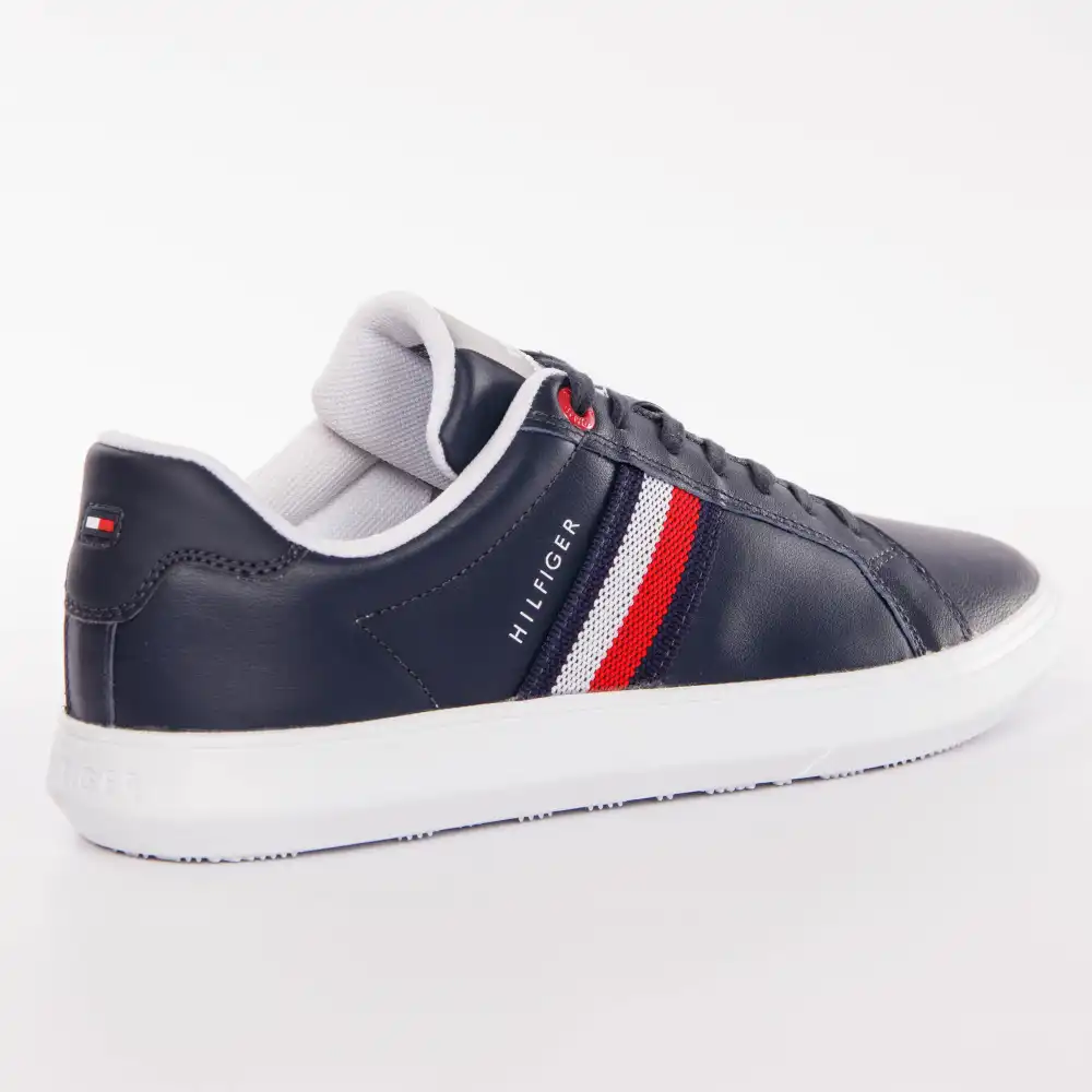 Basket de ville basse homme Tommy Jeans Essential leather cupsole Bleu - ZESHOES Basket de ville basse homme Tommy Jeans Essential leather cupsole Bleu - ZESHOES