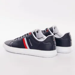 Basket de ville basse homme Tommy Jeans Essential leather cupsole Bleu - ZESHOES Basket de ville basse homme Tommy Jeans Essential leather cupsole Bleu - ZESHOES