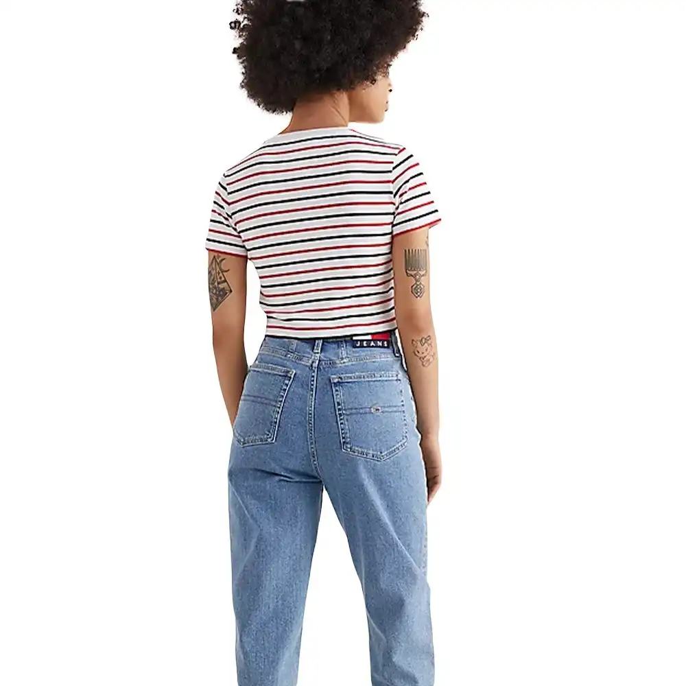Tee shirt manche courte femme Tommy Jeans Style rayé Multicolor - ZESHOES
