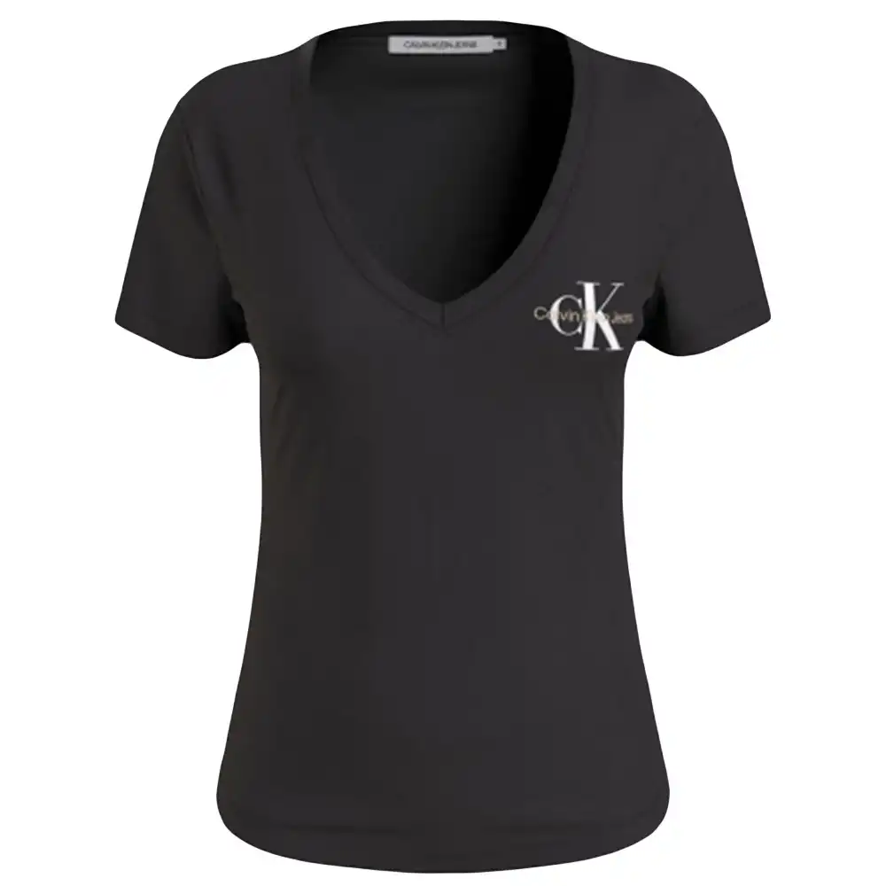 Tee shirt manche courte femme Calvin Klein Classic logo Noir - ZESHOES