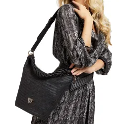 Sac bandoulière femme Guess Hobo hassie Noir - ZESHOES Sac bandoulière femme Guess Hobo hassie Noir - ZESHOES