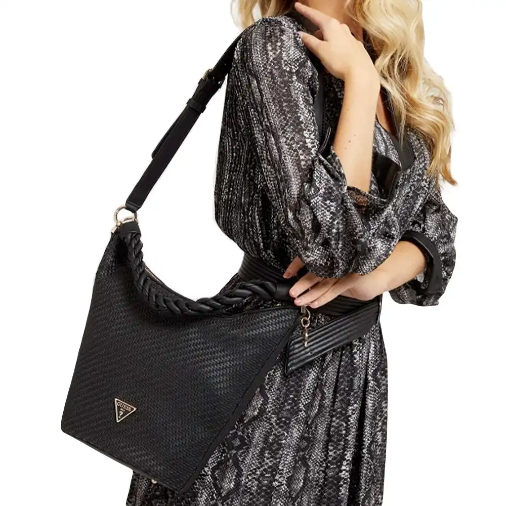 Sac bandoulière femme Guess Hobo hassie Noir - ZESHOES Sac bandoulière femme Guess Hobo hassie Noir - ZESHOES