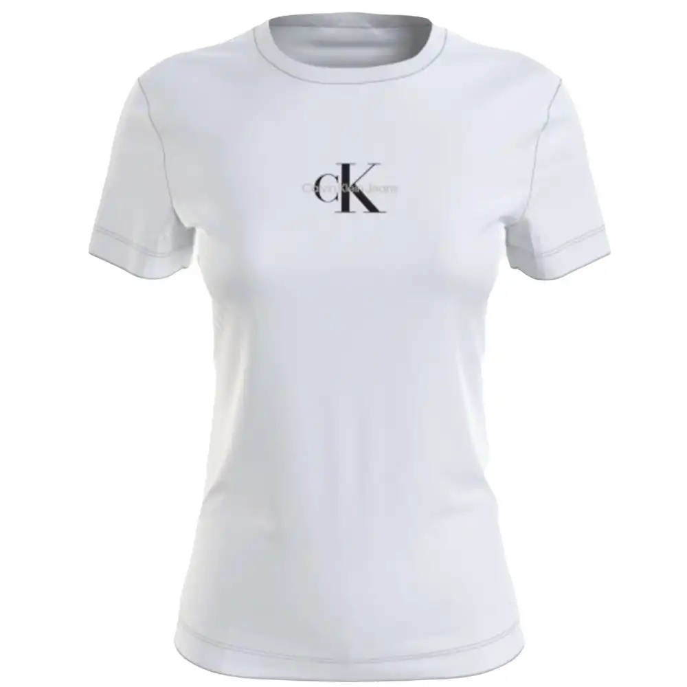 Tee shirt manche courte femme Calvin Klein Classic logo Blanc - ZESHOES