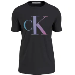 T shirt manche courte homme Calvin Klein Front logo Noir - ZESHOES