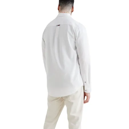 Produits victimes de leur succès Tommy Jeans Blanc Linen blend spring shirt