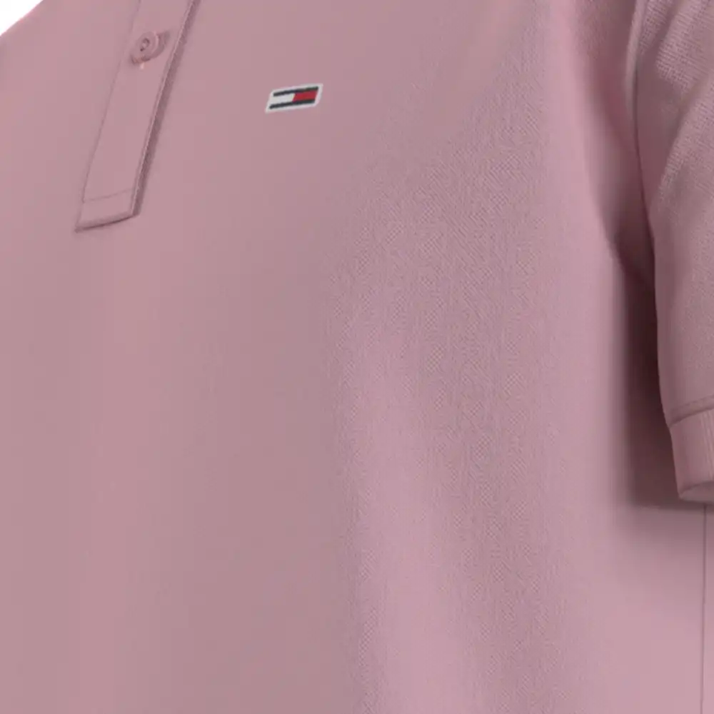 Polo manche courte Tommy Jeans Solid stretch Rose - ZESHOES Polo manche courte Tommy Jeans Solid stretch Rose - ZESHOES