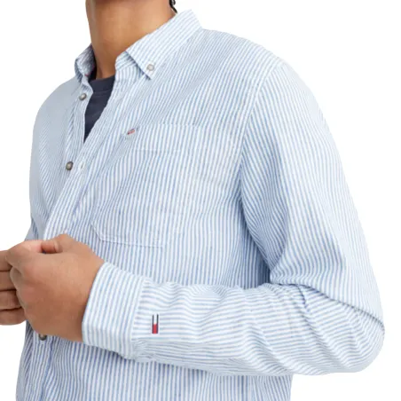 Produits victimes de leur succès Tommy Jeans Bleu Striped linen blend shirt