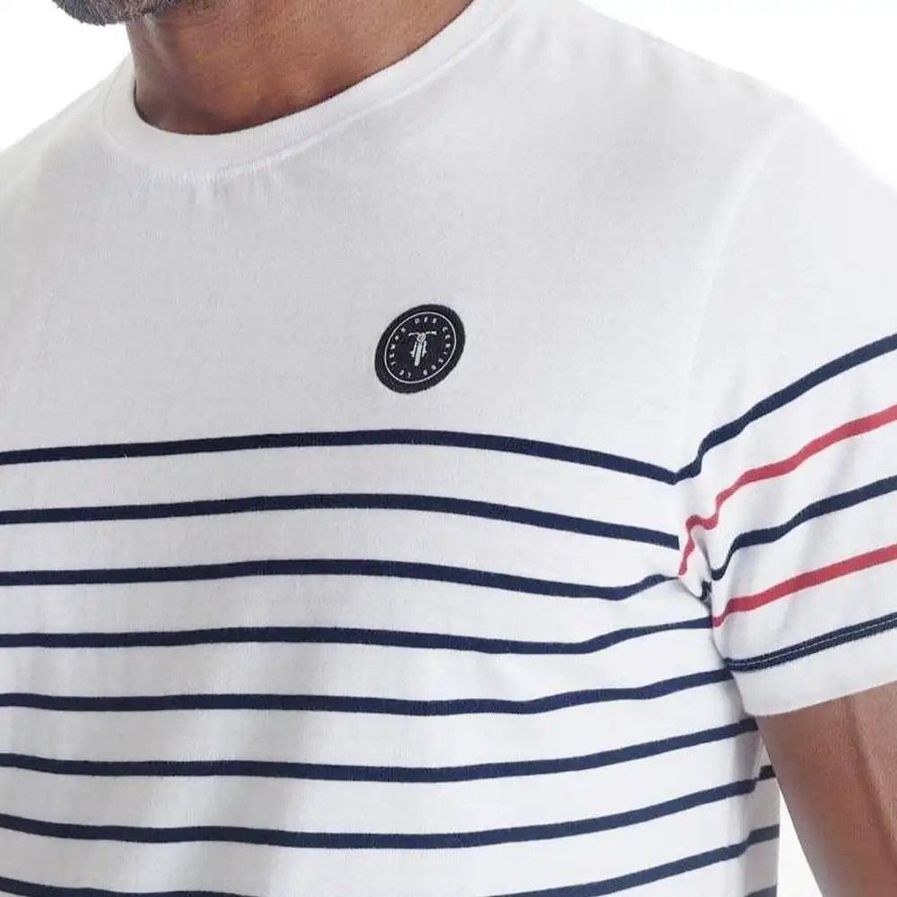 T shirt manche courte homme Le Temps Des Cerises Palun marinière Blanc - ZESHOES T shirt manche courte homme Le Temps Des Cerises Palun marinière Blanc - ZESHOES