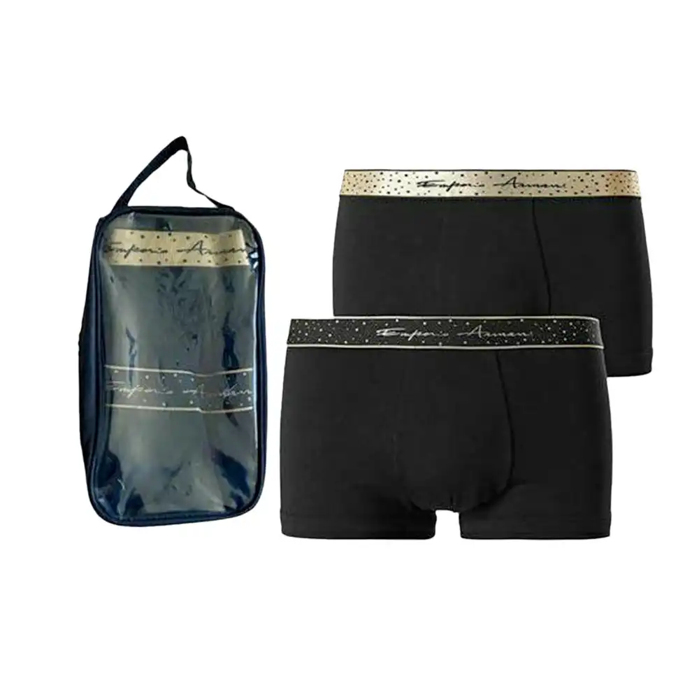 Boxer homme Emporio Armani Pack x2 unlimited gold logo Noir - ZESHOES