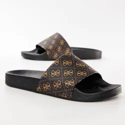Claquette homme Guess Colico logo 4g Marron - ZESHOES Claquette homme Guess Colico logo 4g Marron - ZESHOES