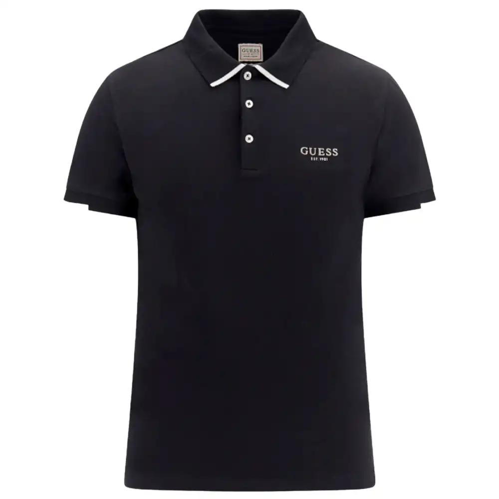 Polo manche courte Guess classic front logo Noir - ZESHOES