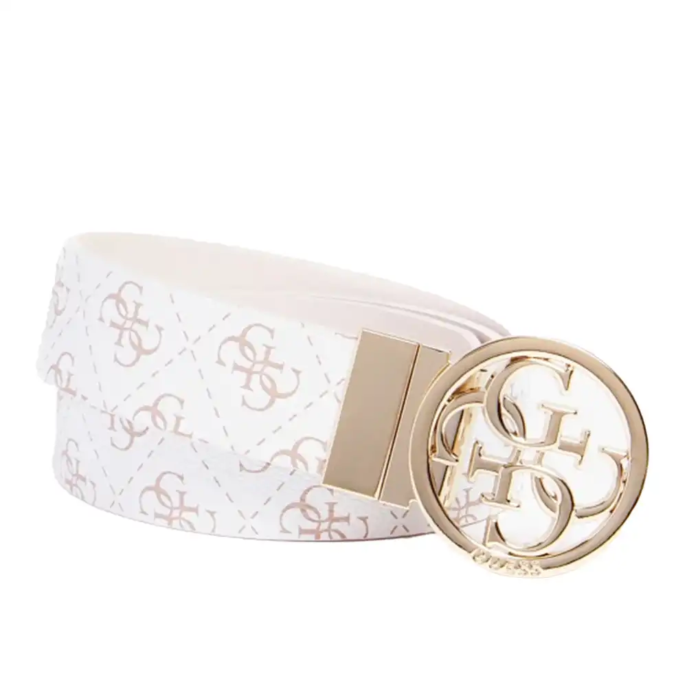 Ceinture femme Guess Noelle logo 4g Blanc - ZESHOES