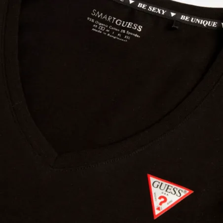 Tee shirt manche courte femme Guess Noir Classic logo triangle