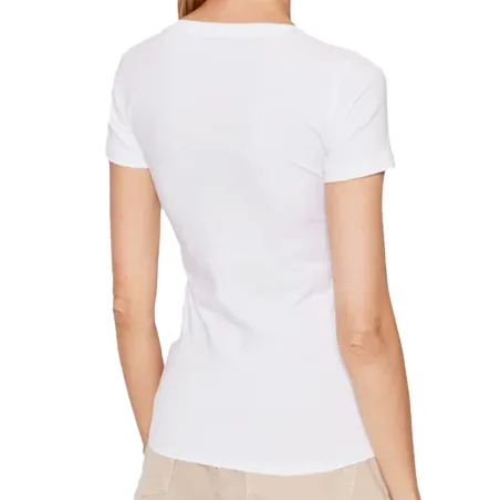 Tee shirt manche courte femme Guess Blanc Classic logo triangle