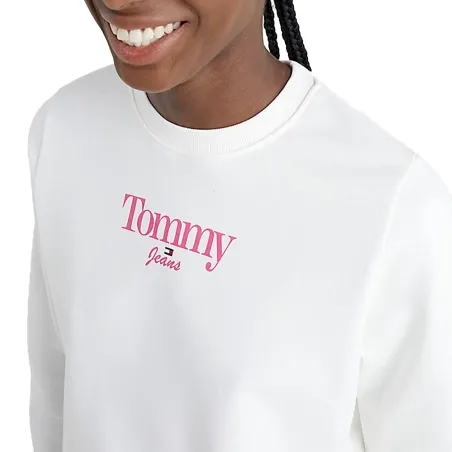 Produits victimes de leur succès Tommy Jeans Blanc Essential logo crew neck