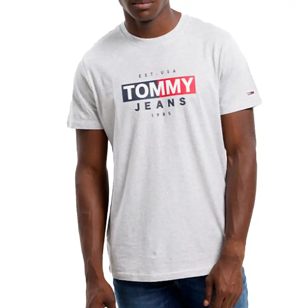 T shirt manche courte homme Tommy Jeans Original logo Gris - ZESHOES