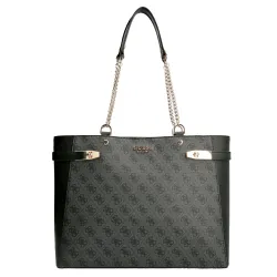 Sac bandoulière femme Guess Zadie 4g logo shopper Noir - ZESHOES Sac bandoulière femme Guess Zadie 4g logo shopper Noir - ZESHOES